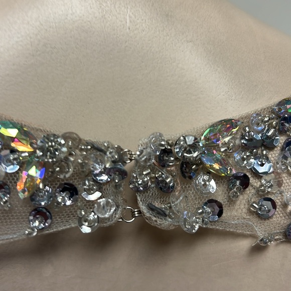 Terani fully beaded illusion long sleeves open back dressy dress - Picture 11 of 11